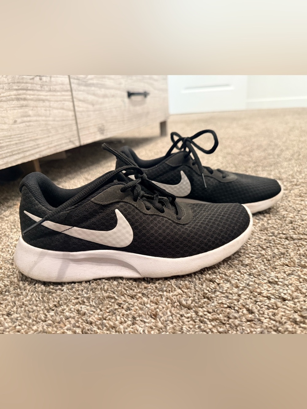 Nike Women's Black Mesh Sneakers with White Swoosh